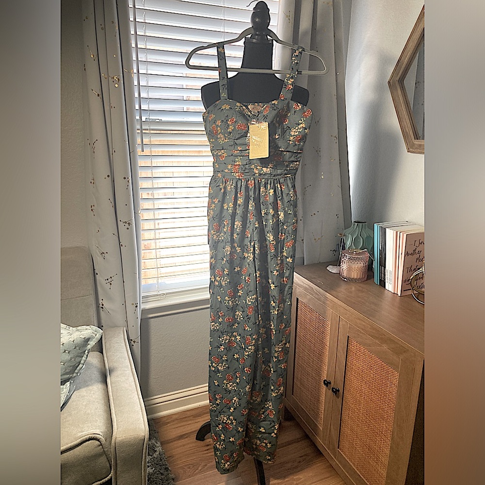 NWT BOG BAND OF THE FREE SIZE M TEAL FLOWER PANT JUMPER